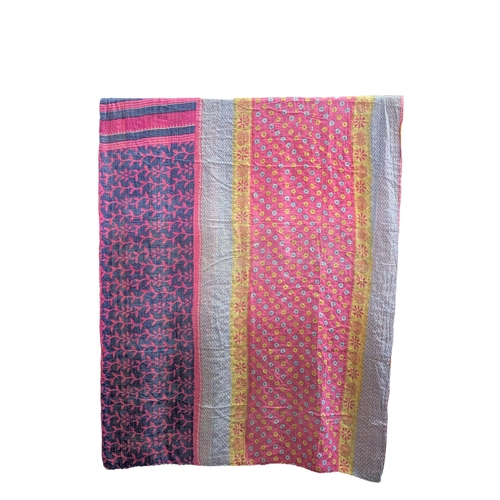 409 - A large vintage throw made from Indian Sarees. 134x215cm