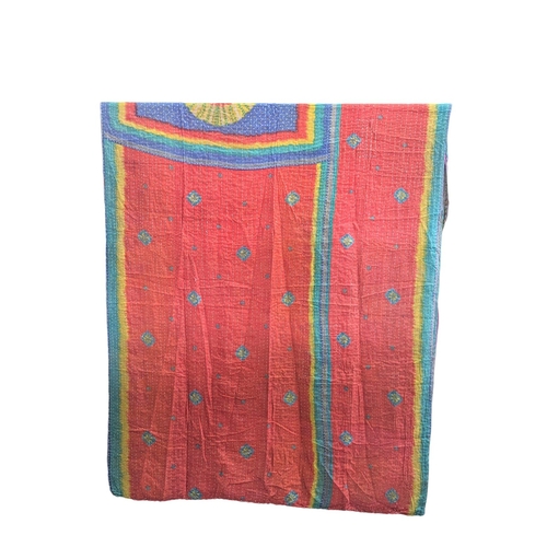 410 - A large vintage throw made from Indian Sarees. 139x216cm