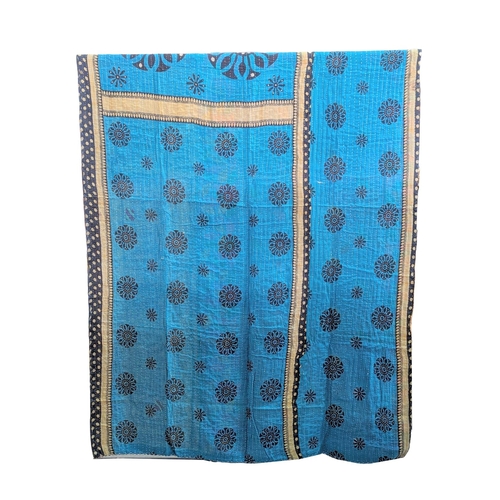 411 - A large vintage throw made from Indian Sarees. 134x219cm