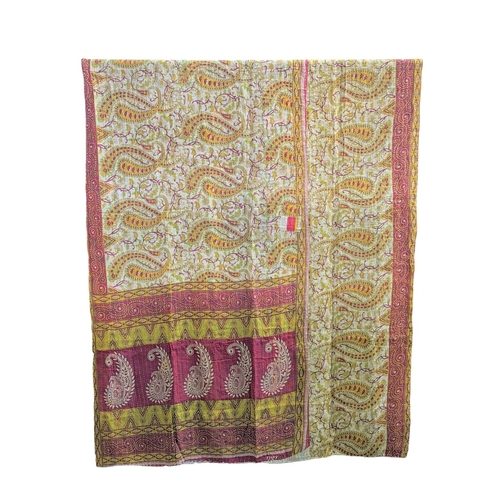 411 - A large vintage throw made from Indian Sarees. 134x219cm