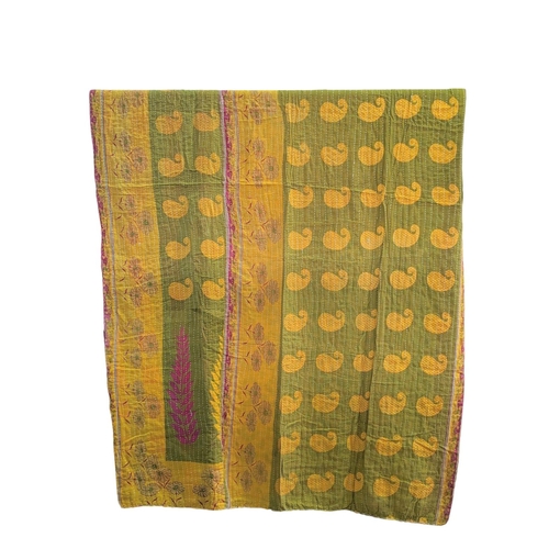 412 - A large vintage throw made from Indian Sarees. 126x216cm