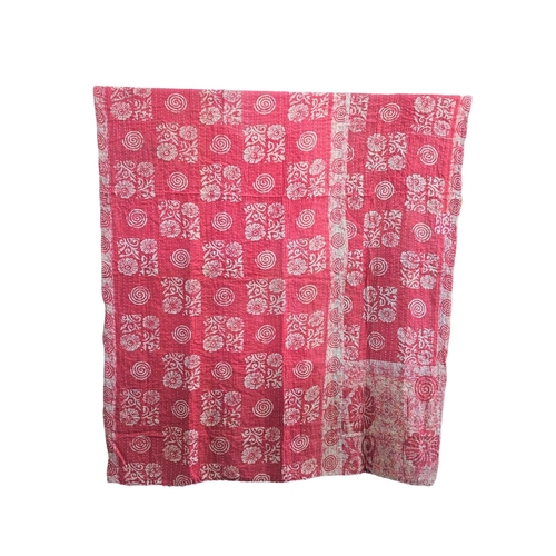 414 - A large vintage throw made from Indian Sarees. 134x218cm