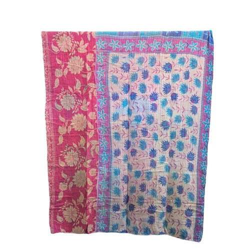 415 - A large vintage throw made from Indian Sarees. 126x206cm