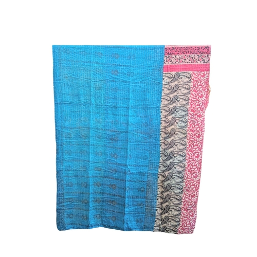 415 - A large vintage throw made from Indian Sarees. 126x206cm