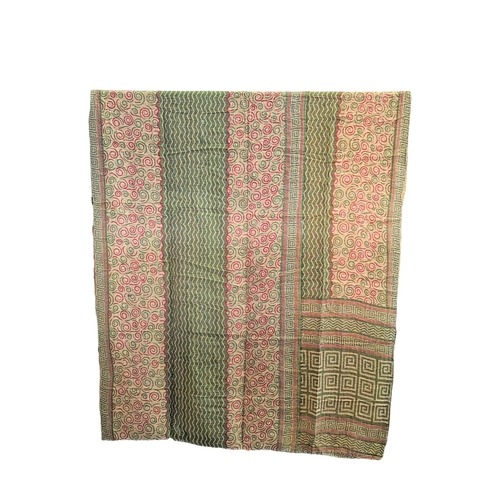 416 - A large vintage throw made from Indian Sarees. 134x211cm