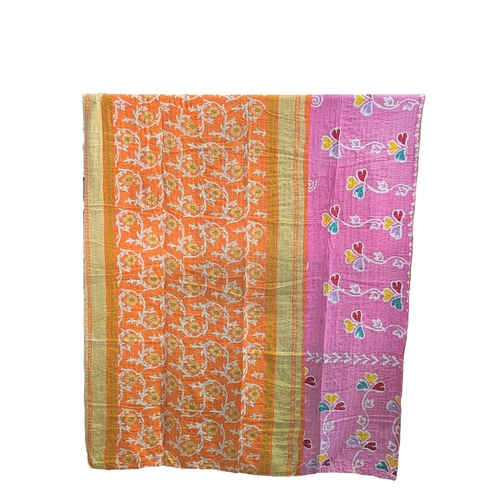 416 - A large vintage throw made from Indian Sarees. 134x211cm