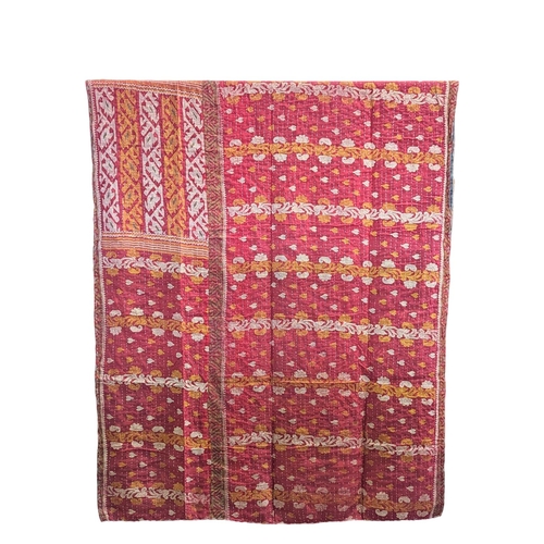 417 - A large vintage throw made from Indian Sarees. 126x211cm