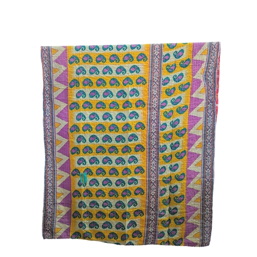 417 - A large vintage throw made from Indian Sarees. 126x211cm