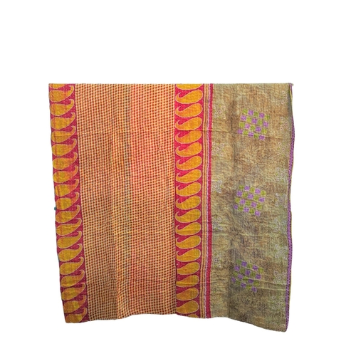 418 - A large vintage throw made from Indian Sarees. 135x215cm