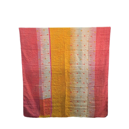 418A - A large vintage throw made from Indian Sarees. 132x194cm