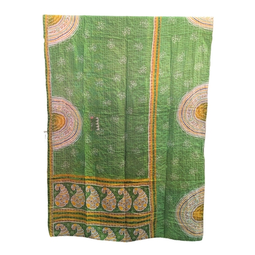 418B - A large vintage throw made from Indian Sarees. 132x220cm