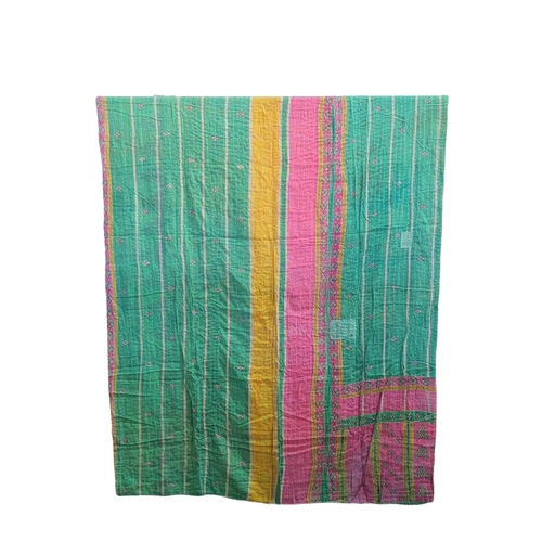 418C - A large vintage throw made from Indian Sarees. 142x221cm