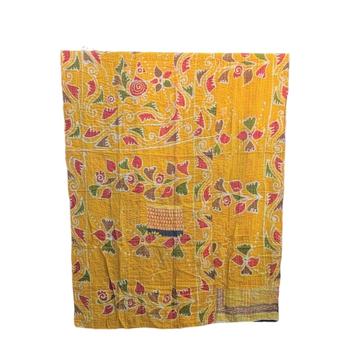 418C - A large vintage throw made from Indian Sarees. 142x221cm