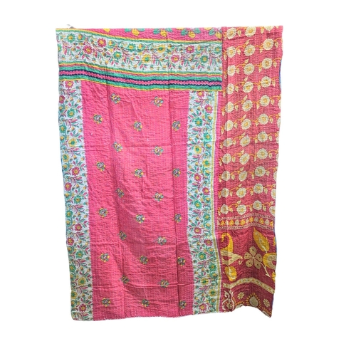 418D - A large vintage throw made from Indian Sarees. 130x 207cm