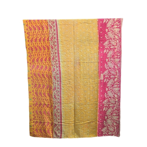 418E - A large vintage throw made from Indian Sarees. 142x222cm