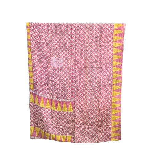 418E - A large vintage throw made from Indian Sarees. 142x222cm