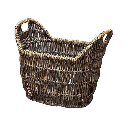 366A - A large good quality wicker basket. 65x47x56cm