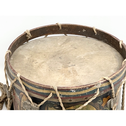 730 - A vintage Ulster Loyalist drum. Ulster’s Pride, Cock of the North. 38x29cm