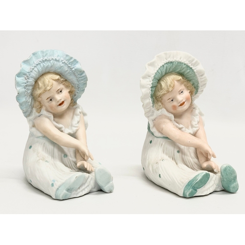 71 - 3 late 19th century Heubach bisque baby figurines. 10x14cm