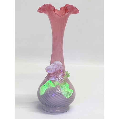 76 - A late 19th century Stevens & Williams Vaseline and Uranium Glass vase. 20.5cm.