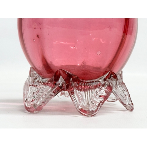 77 - A Victorian Cranberry Glass basket. 23cm