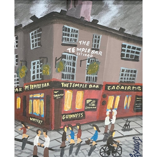 81 - An oil painting on board by John Ormsby. The Temple Bar, Dublin. 24x29cm. Frame 37x42cm