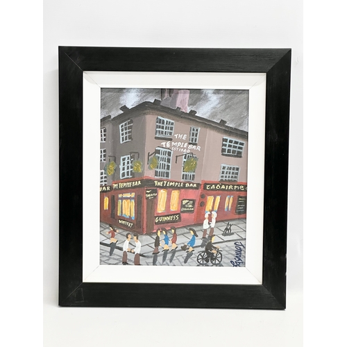 81 - An oil painting on board by John Ormsby. The Temple Bar, Dublin. 24x29cm. Frame 37x42cm