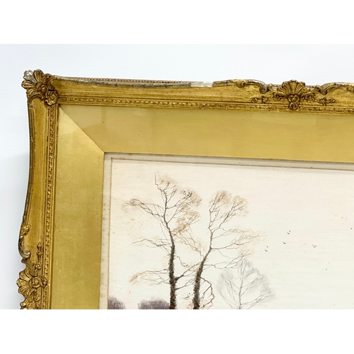 83 - A late 19th/early 20th century watercolour by F. Arnold. An Autumn Evening. In original gilt frame. ... 