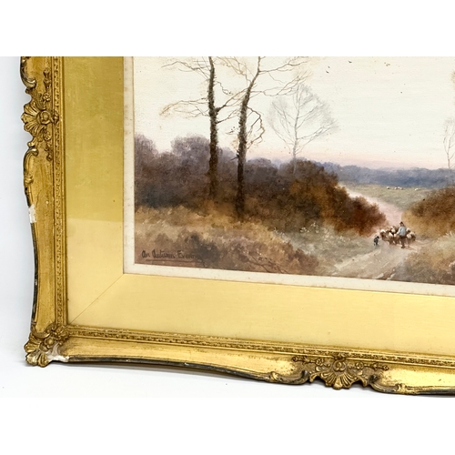 83 - A late 19th/early 20th century watercolour by F. Arnold. An Autumn Evening. In original gilt frame. ... 