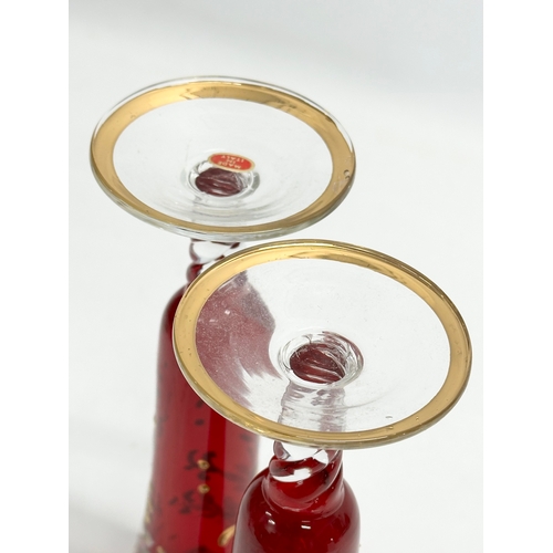 87 - A pair of Venetian Murano Ruby Glass vases. Italy. 24cm