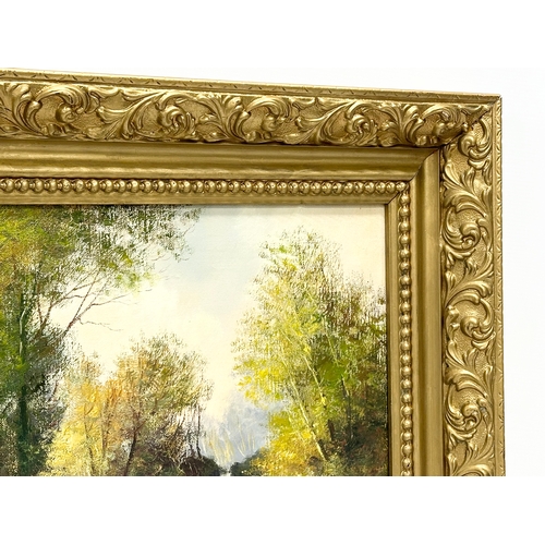 95 - An oil painting on canvas by Will Cunningham. River Glenariff. In a late Victorian gilt frame. 40x30... 