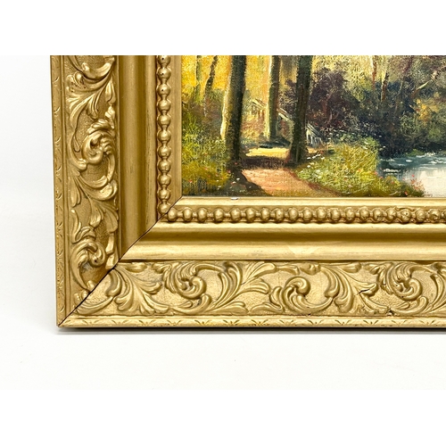 95 - An oil painting on canvas by Will Cunningham. River Glenariff. In a late Victorian gilt frame. 40x30... 