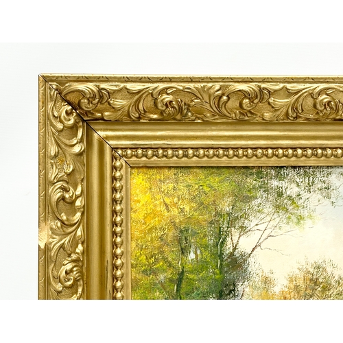 95 - An oil painting on canvas by Will Cunningham. River Glenariff. In a late Victorian gilt frame. 40x30... 