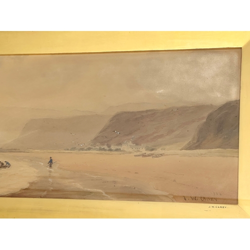 41 - A large watercolour by Joseph William Carey RUA (1859-1937) Fair Head & Ballycastle. Going Fishing. ... 