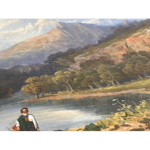 98 - A large oil painting, possibly by Donald McIntyre. 45.5x28.5cm. Frame 72x57cm