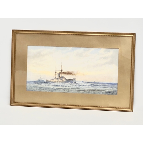 96 - A large watercolour drawing by William Stewart (1823-1906) of H.M.S Commonwealth. Launched 1903. 49x... 