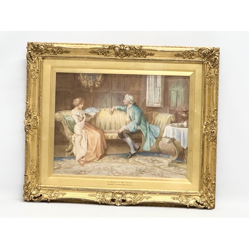 42 - A watercolour drawing by Francis Sydney Muschamp RBA (1851-1929) A Pause in the Game. In a late Vict... 