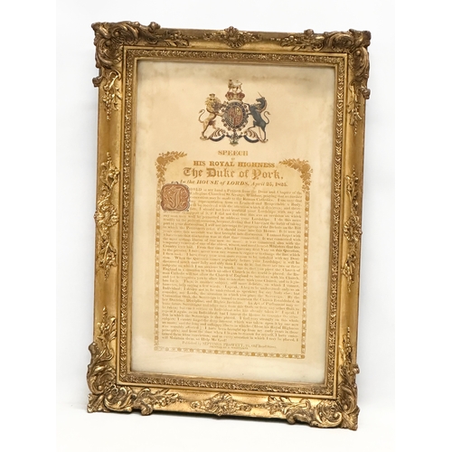 15 - An early 19th century Speech of His Royal Highness Prince Frederick The Duke of York, in the House o... 