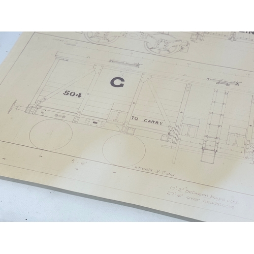 205 - A large original early 20th century ‘Guinness’ railway wagon drawing by Fox’s Pressed Leeds Forge Co... 