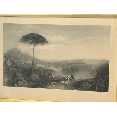 208 - A large late 19th century ‘Childe Harold’s Pilgrimage’ rosewood and gilt framed print from the origi... 