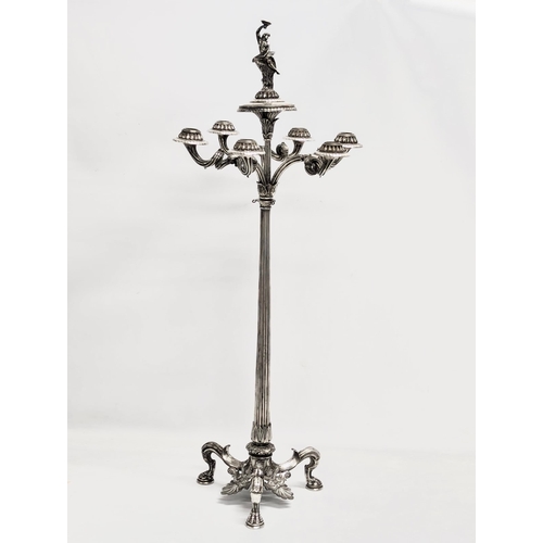 16 - A large exceptional quality mid 19th century silver plated Neo Classical style candelabra, mounted o... 