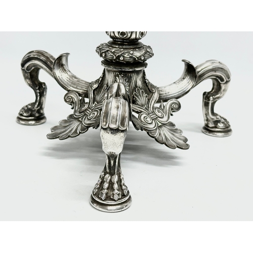 16 - A large exceptional quality mid 19th century silver plated Neo Classical style candelabra, mounted o... 