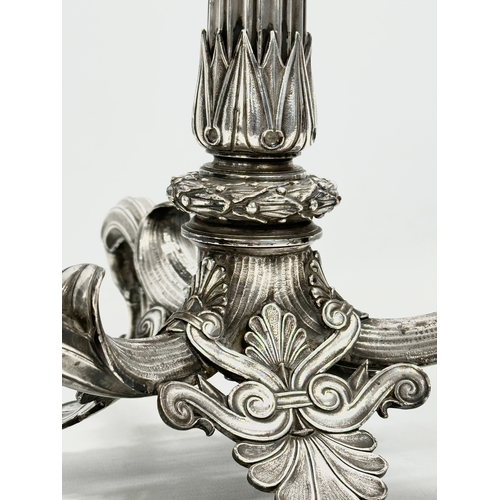 16 - A large exceptional quality mid 19th century silver plated Neo Classical style candelabra, mounted o... 