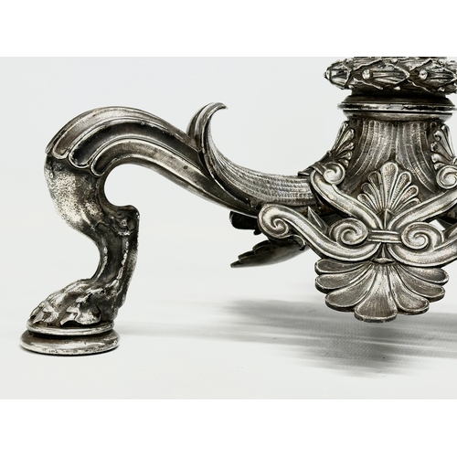 16 - A large exceptional quality mid 19th century silver plated Neo Classical style candelabra, mounted o... 