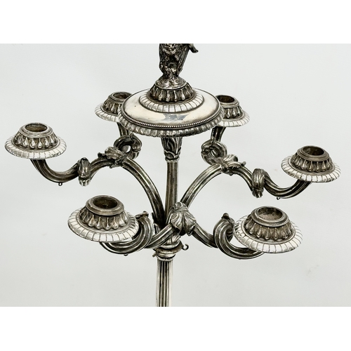 16 - A large exceptional quality mid 19th century silver plated Neo Classical style candelabra, mounted o... 