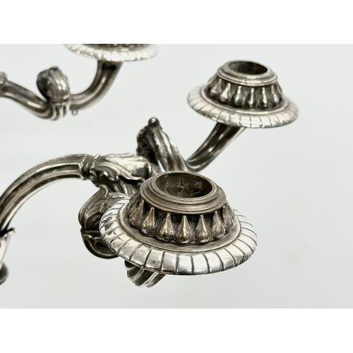 16 - A large exceptional quality mid 19th century silver plated Neo Classical style candelabra, mounted o... 