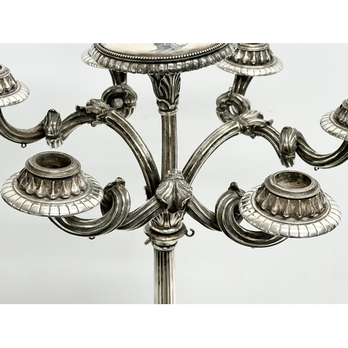 16 - A large exceptional quality mid 19th century silver plated Neo Classical style candelabra, mounted o... 