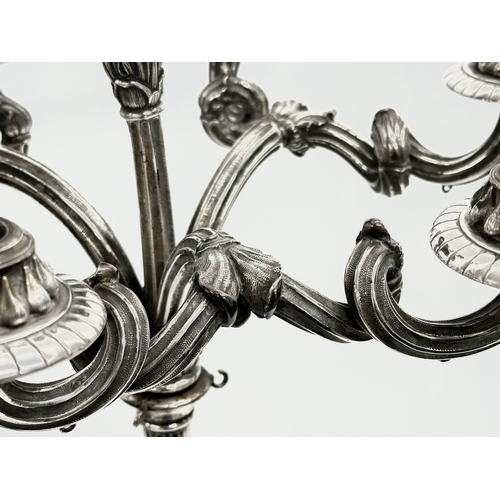 16 - A large exceptional quality mid 19th century silver plated Neo Classical style candelabra, mounted o... 