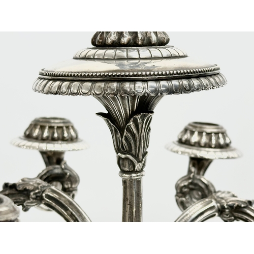 16 - A large exceptional quality mid 19th century silver plated Neo Classical style candelabra, mounted o... 