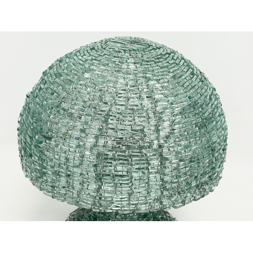 126 - A large mid 20th century Italian glass and wire meshed ‘Mushroom’ table lamp. 2 piece. Circa 1950-19... 